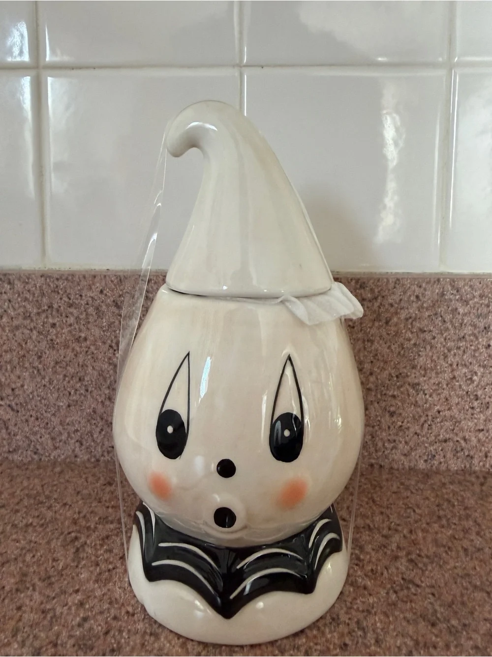 New Johanna Parker Retro Halloween Ceramic Gus Ghost Cookie Jar Canister 7